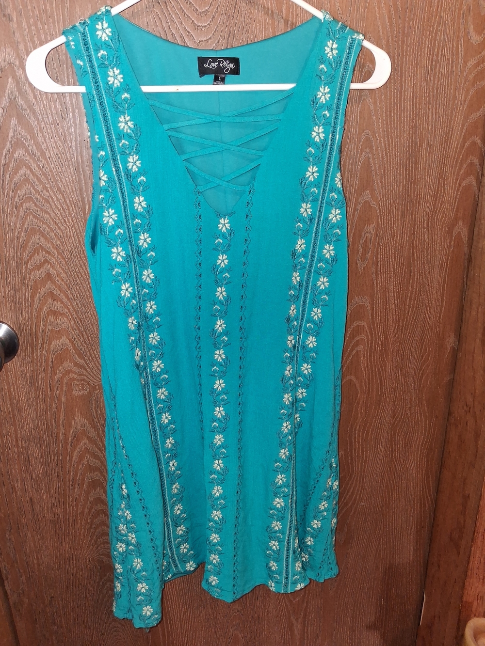 Love Reign Teal Criss-Cross Front Top Dress